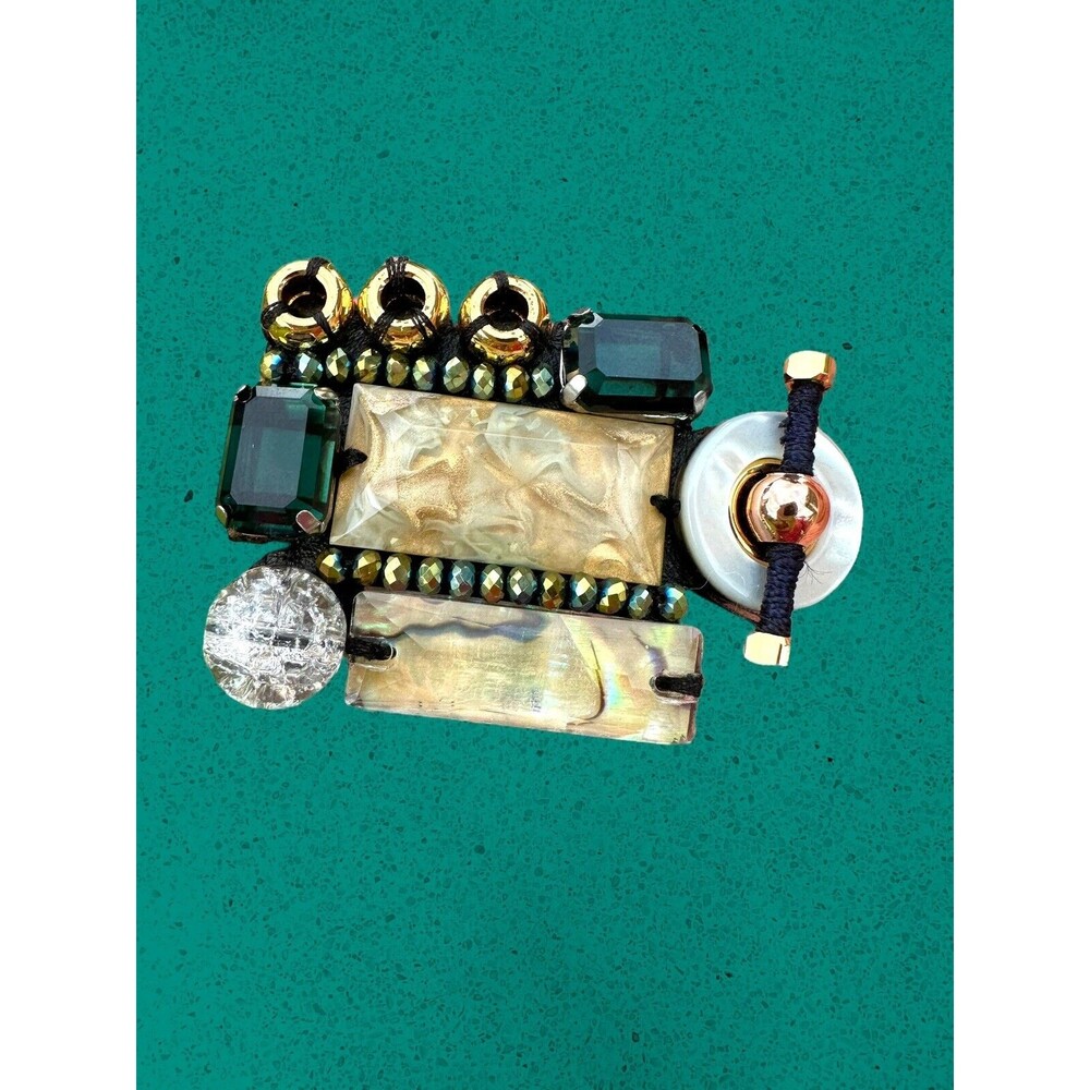 Rare Fer Brooch~Nocturne~Handcrafted~Vintage~Gold tone~Abalone~Costume Pin